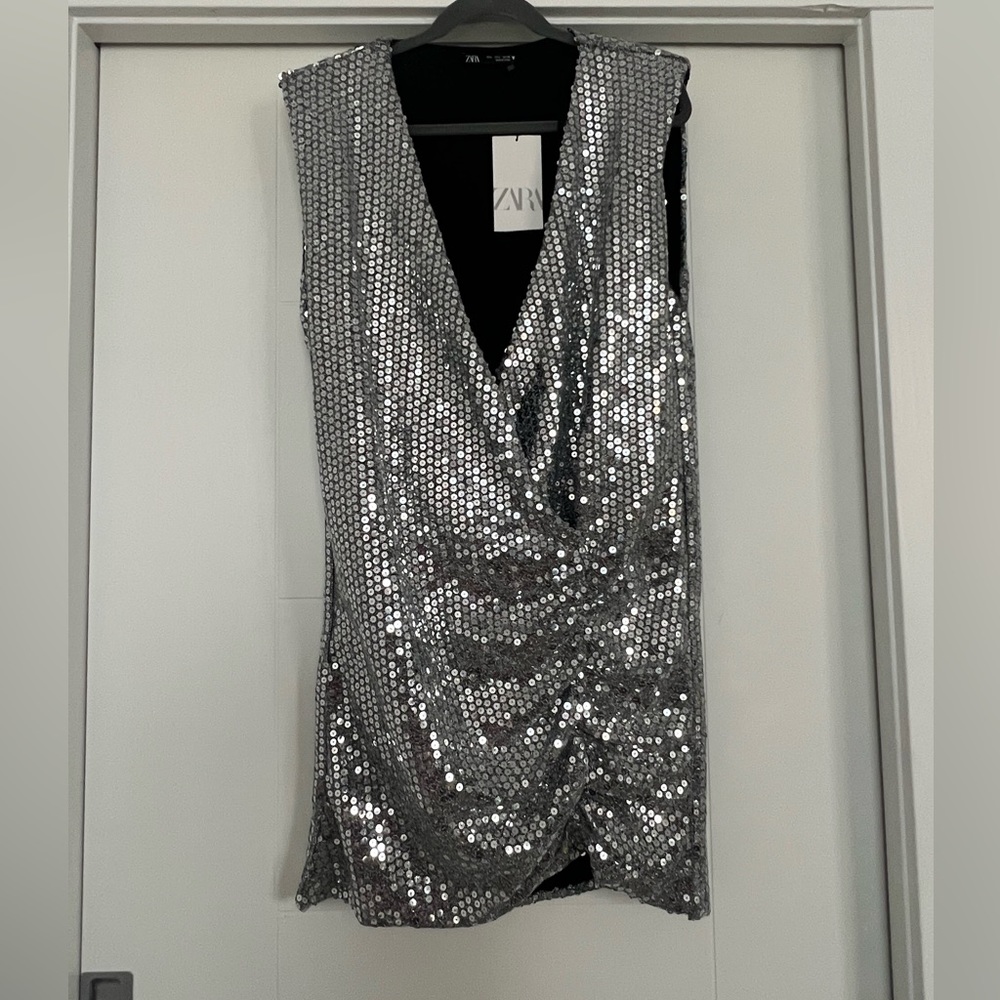 Zara Silver Sequin Mini Dress